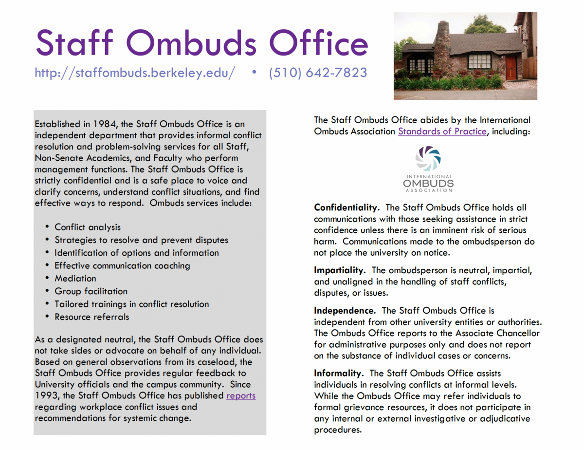 Staff Ombuds Office Flyer in English