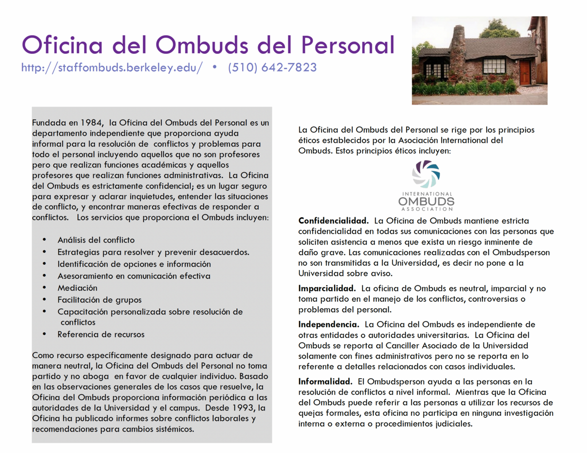 Image of Ombuds Flyer in Spanish