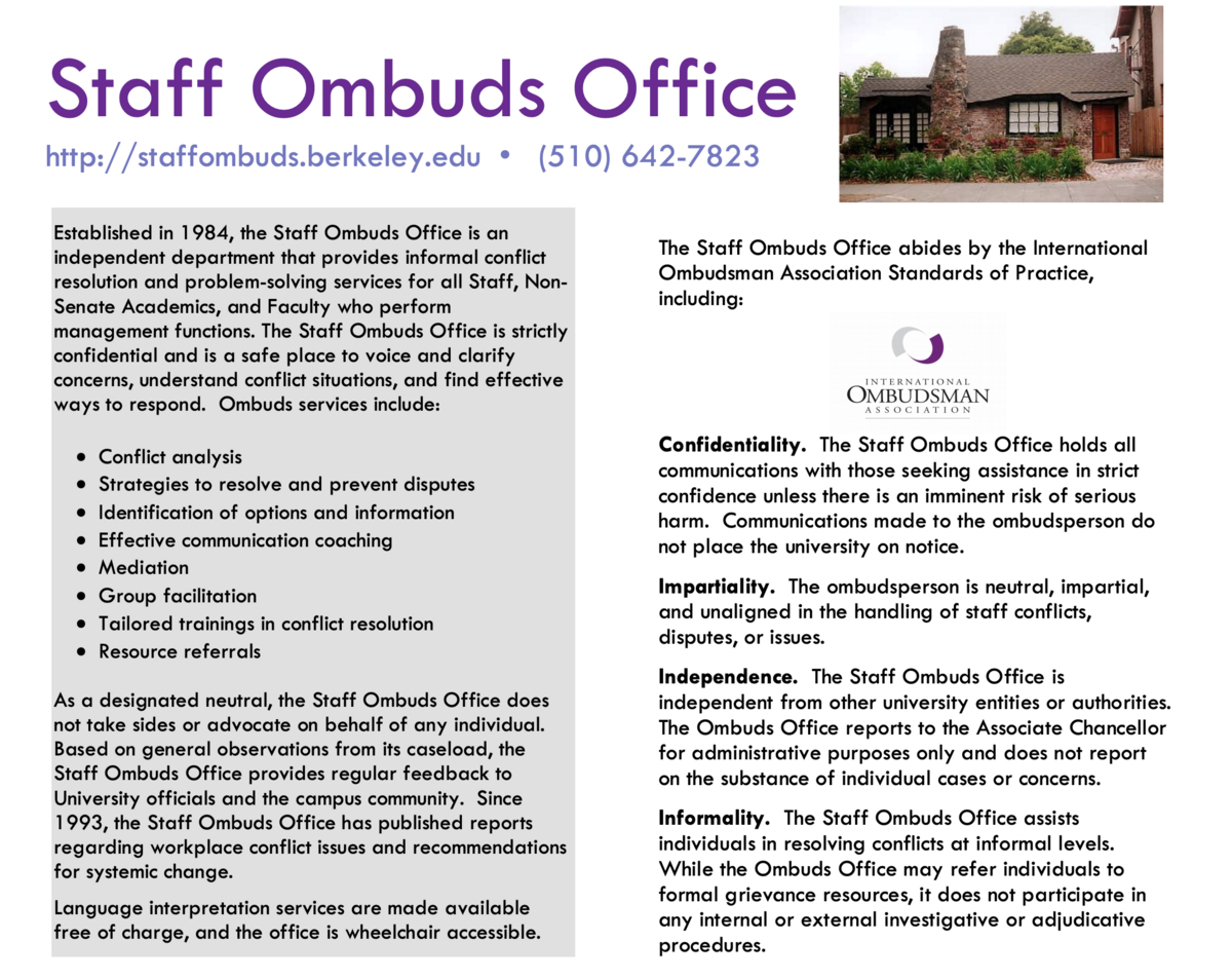 Staff Ombuds Office flyer
