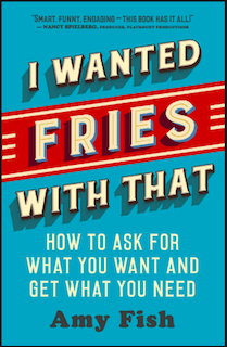 I Wanted Fries with That Book Cover. Teal background with red lettering.